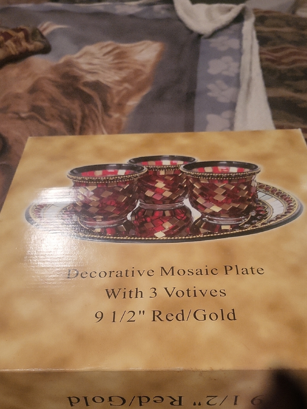 Nordstrum Mosaic Plate And 3 Votives Mosaic 9 /2 Beautuful Box Setv - Picture 3 of 4
